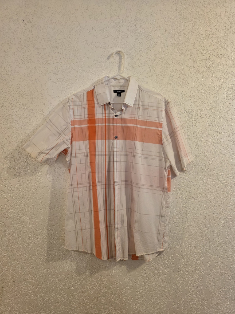 ravel Men’s Short-Sleeve Button-Down Shirt in Orange and Cream Plaid